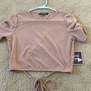 cropped brown tie top